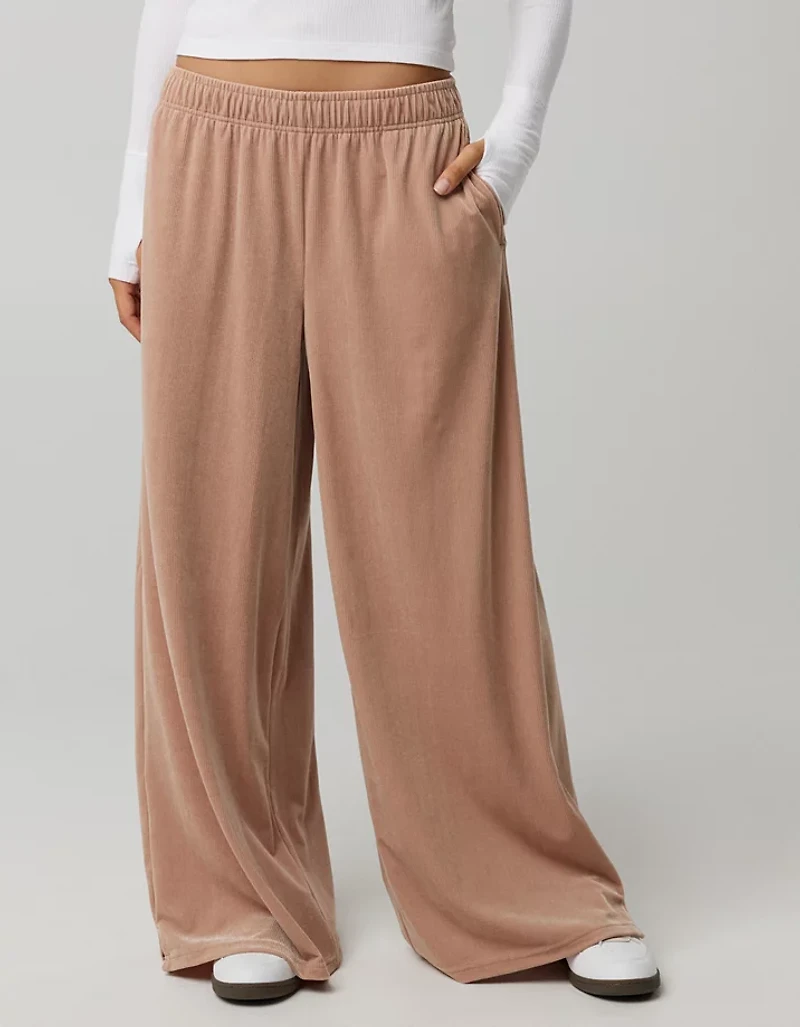 OFFLINE By Aerie Velour Rib Super Wide Leg Pant