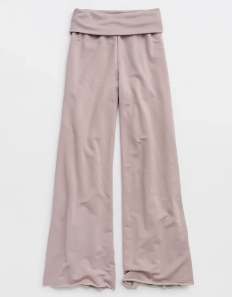 OFFLINE By Aerie OTT Fleece Super Wide Leg Foldover Pant