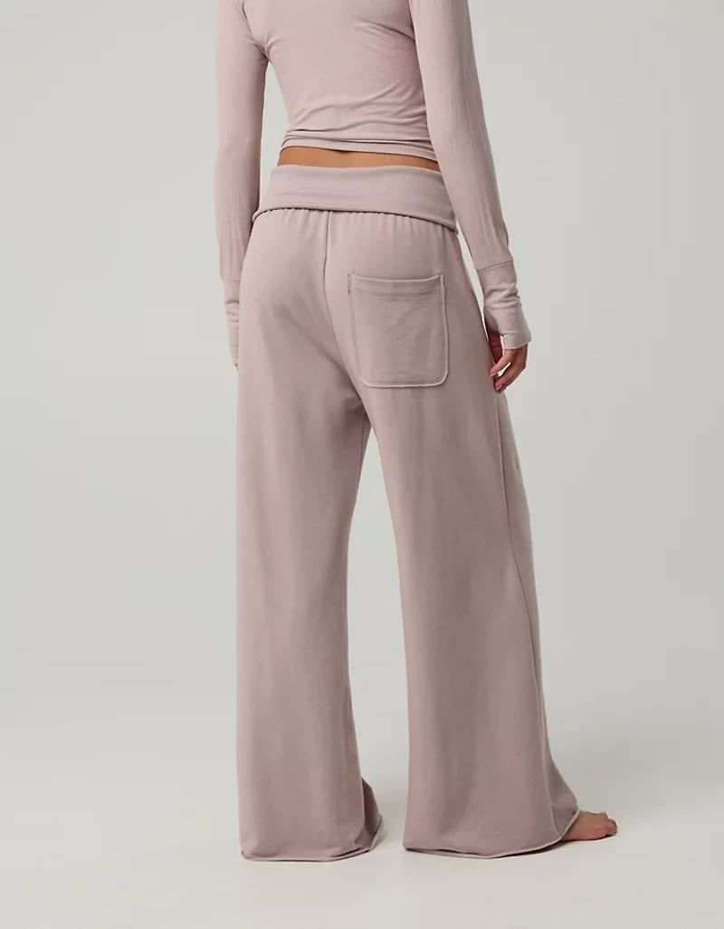 OFFLINE By Aerie OTT Fleece Super Wide Leg Foldover Pant