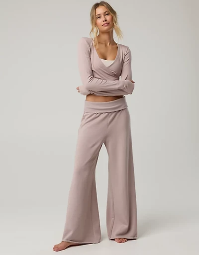 OFFLINE By Aerie OTT Fleece Super Wide Leg Foldover Pant