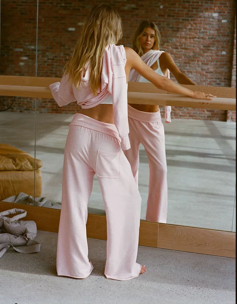 OFFLINE By Aerie OTT Fleece Super Wide Leg Foldover Pant