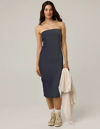 OFFLINE By Aerie Stripe Rib Night Out Midi Tube Dress