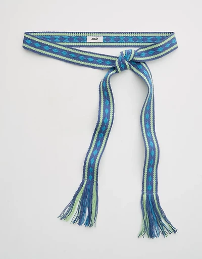 Aerie Woven Fringe Belt