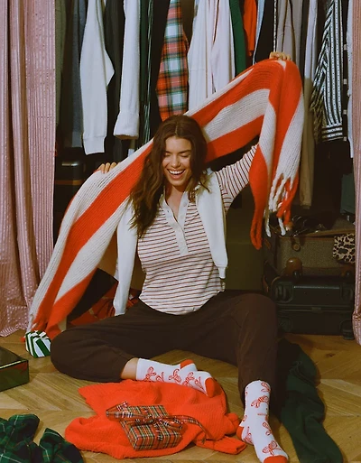 Aerie Fuzzy Knit Scarf