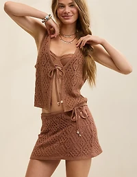Aerie Crochet Pull-On Mini Skirt