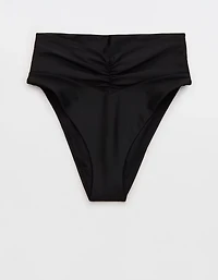 Aerie Ruched High Cut Cheeky Bikini Bottom