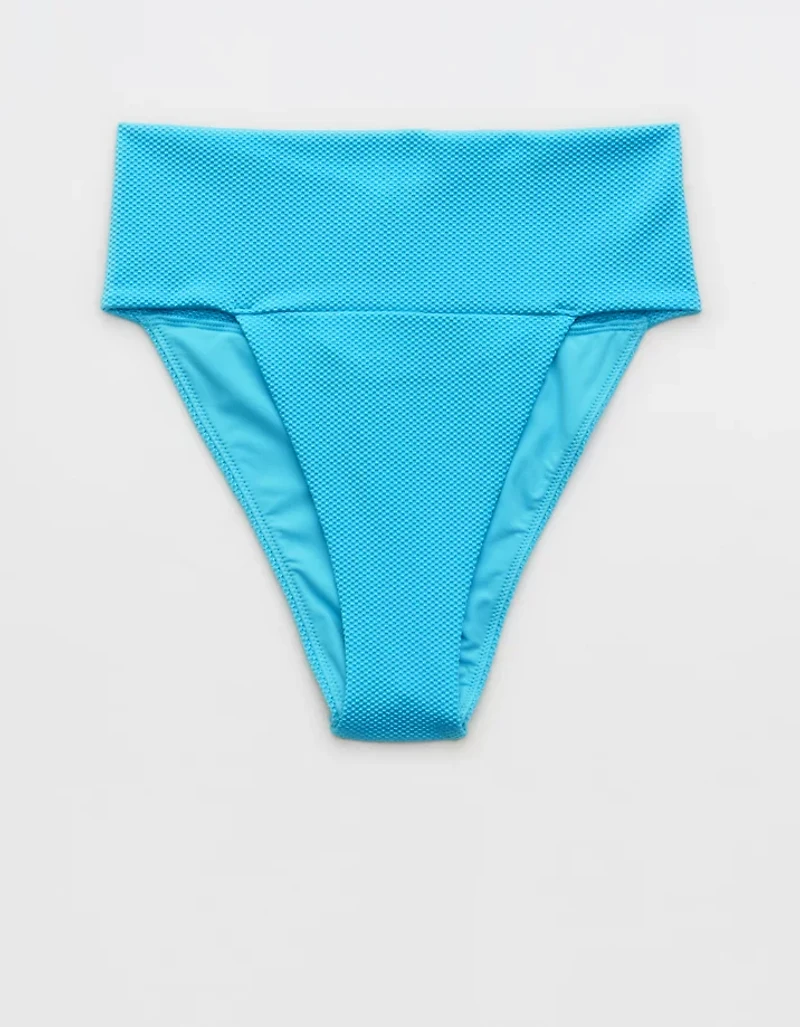 Aerie Shine Pique Banded High Cut Cheeky Bikini Bottom