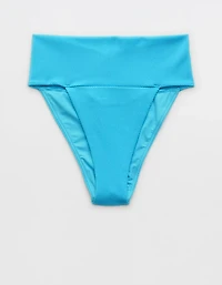Aerie Shine Pique Banded High Cut Cheeky Bikini Bottom