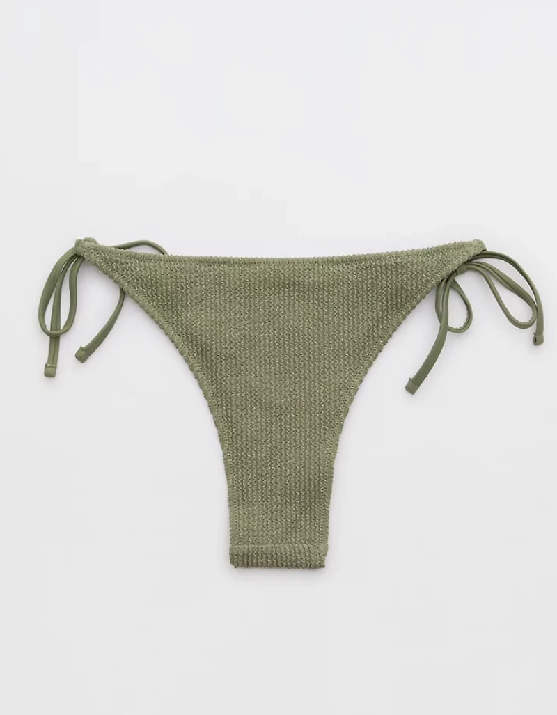 Aerie Shimmery Crinkle Cheekiest Tie Bikini Bottom