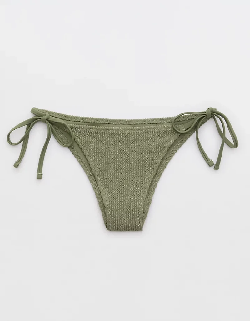 Aerie Shimmery Crinkle Cheekiest Tie Bikini Bottom