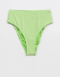Aerie Crinkle Stripe High Cut Cheeky Bikini Bottom