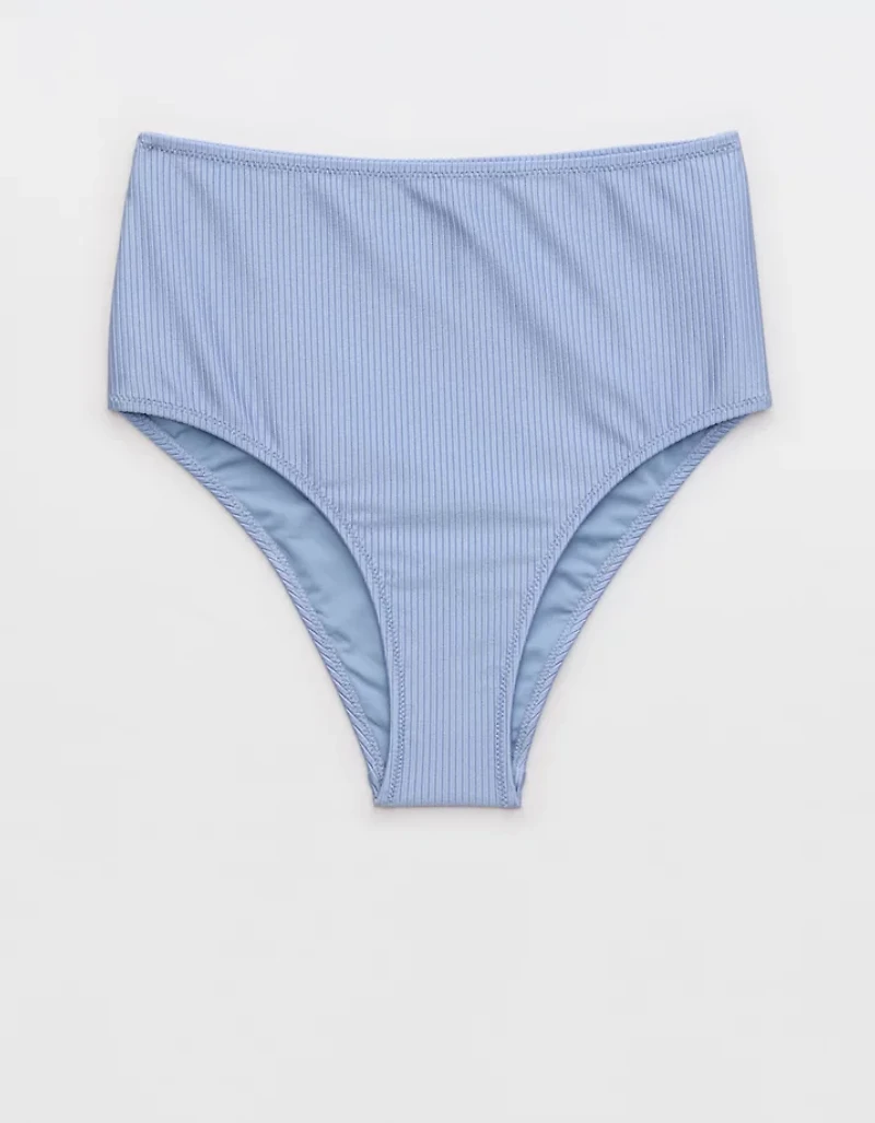 Aerie Shine Rib High Waisted Cheeky Bikini Bottom