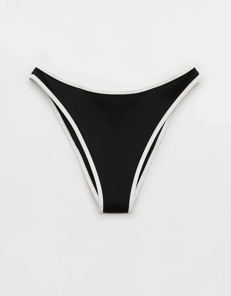 Aerie Mid Rise Ribbed Cheeky Bikini Bottom