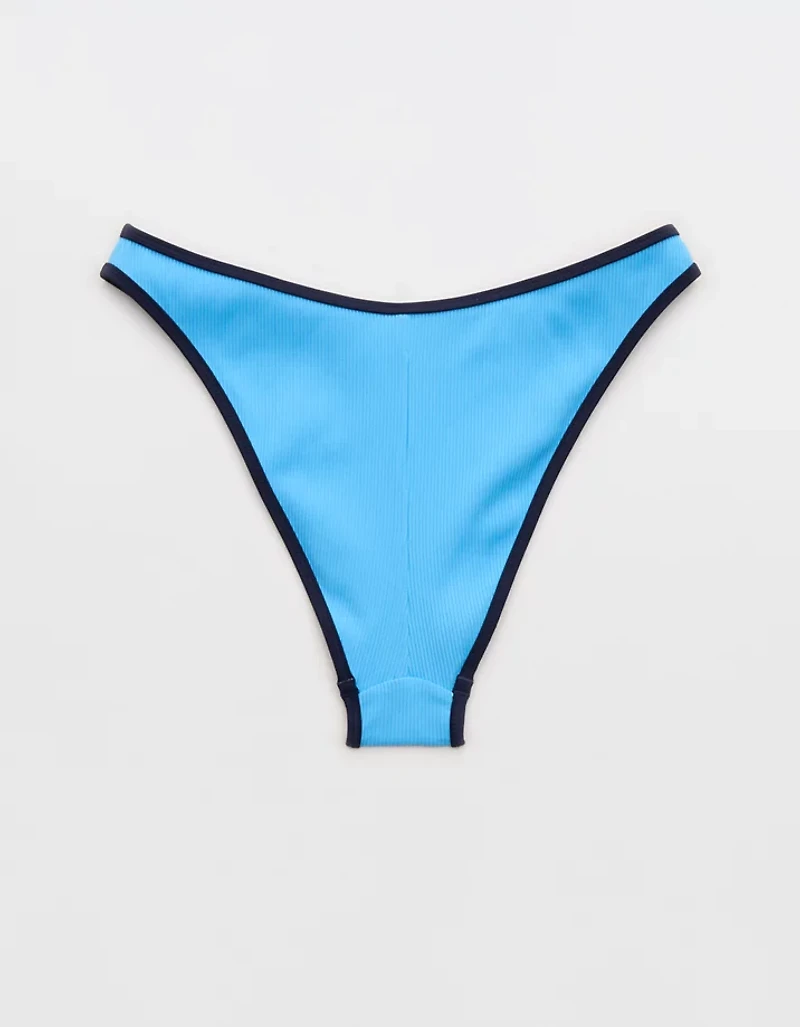 Aerie Mid Rise Ribbed Cheeky Bikini Bottom