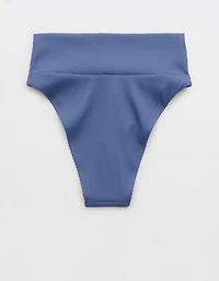 Aerie High Cut Ruched Cheeky Ribbed Bikini Bottom