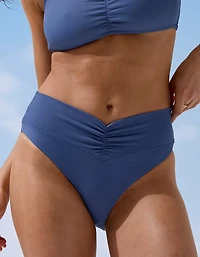 Aerie High Cut Ruched Cheeky Ribbed Bikini Bottom