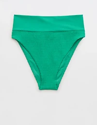 Aerie Smocked High Cut Cheeky Bikini Bottom