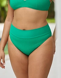 Aerie Smocked High Cut Cheeky Bikini Bottom