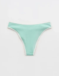 Aerie Ribbed High Cut Mid Rise Cheeky Bikini Bottom