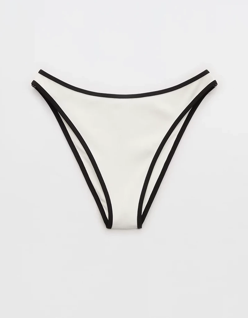 Aerie Mid Rise Cheeky Ribbed Bikini Bottom