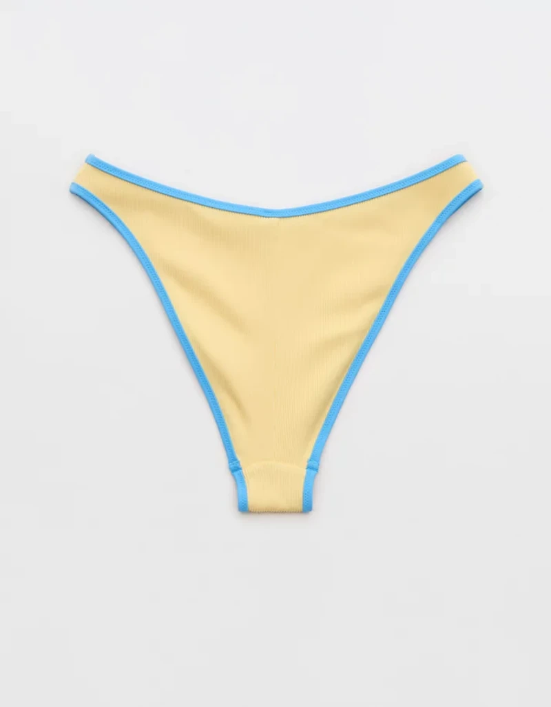 Aerie Mid Rise Cheeky Ribbed Bikini Bottom