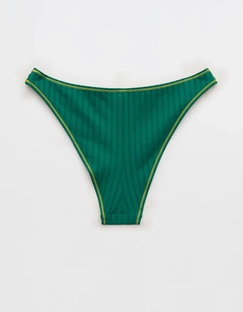 Aerie Ribbed Mid Rise Cheeky Bikini Bottom