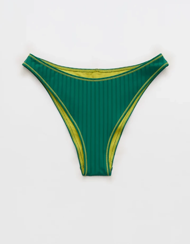Aerie Ribbed Mid Rise Cheeky Bikini Bottom