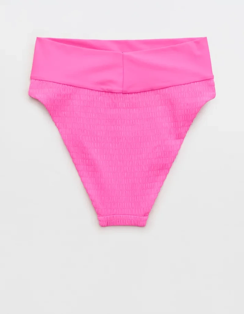 Aerie Smocked High Cut Cheeky Bikini Bottom