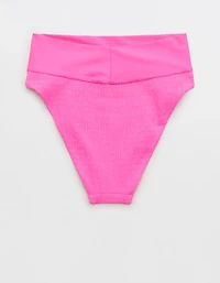Aerie Smocked High Cut Cheeky Bikini Bottom