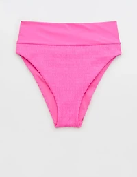 Aerie Smocked High Cut Cheeky Bikini Bottom