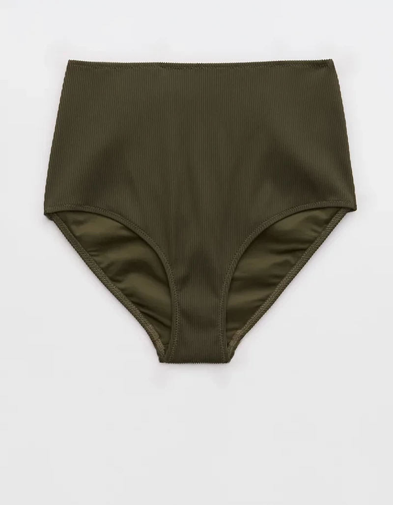 Aerie Ribbed High Waisted Full Coverage Bikini Bottom