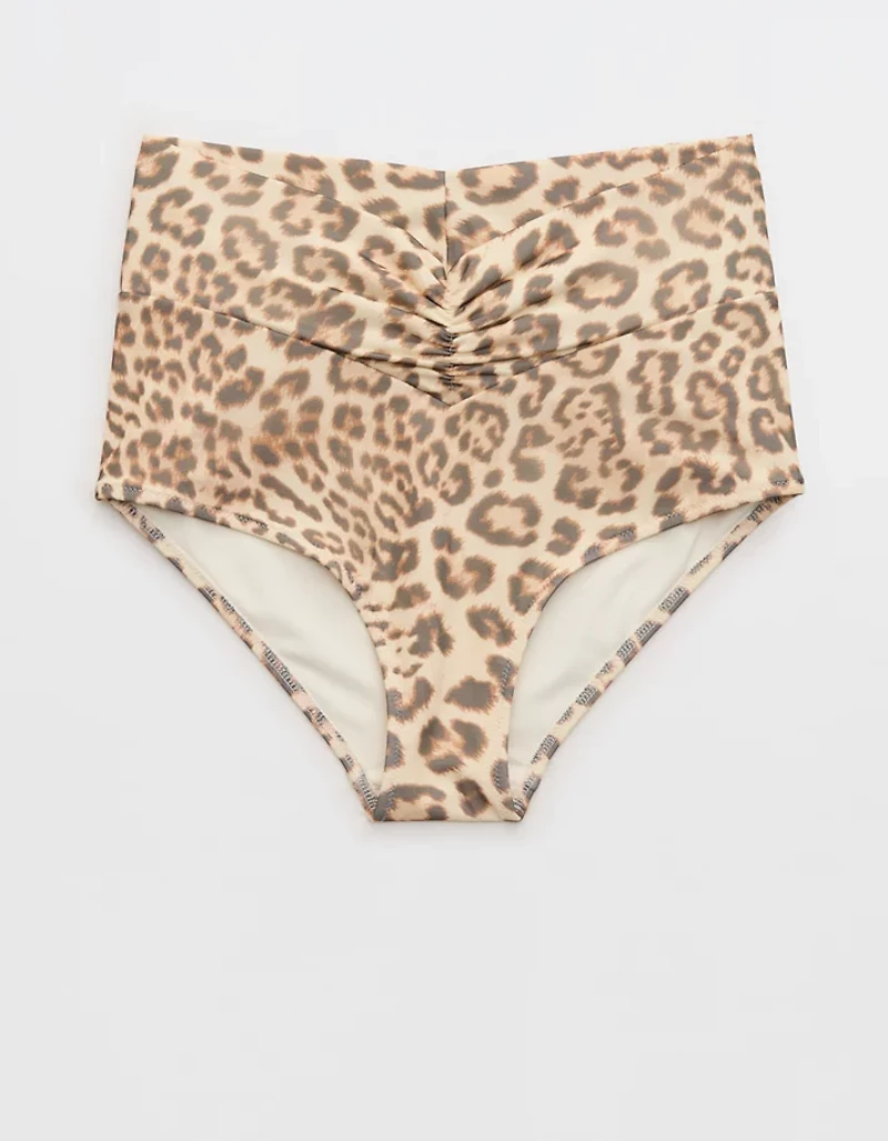 Aerie Mesh Ruched High Waisted Full Coverage Bikini Bottom