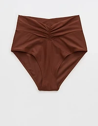 Aerie Ruched High Waisted Full Coverage Bikini Bottom
