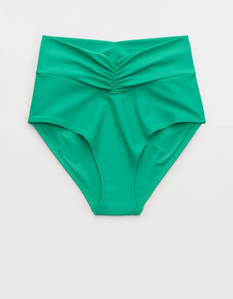 Aerie Ruched High Waisted Full Coverage Bikini Bottom