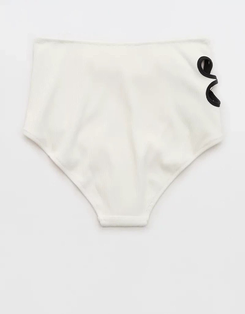 Aerie Daisy High Rise Full Coverage Ribbed Bikini Bottom