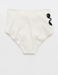 Aerie Daisy High Rise Full Coverage Ribbed Bikini Bottom