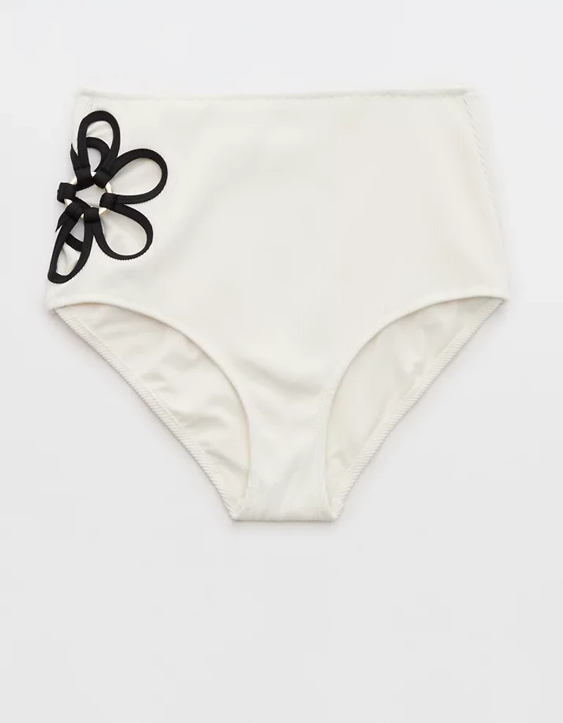 Aerie Daisy High Rise Full Coverage Ribbed Bikini Bottom