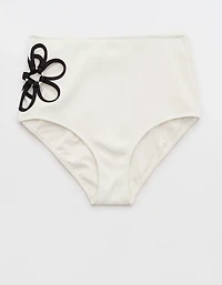 Aerie Daisy High Rise Full Coverage Ribbed Bikini Bottom