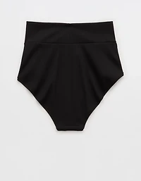 Aerie High Rise Full Coverage Crossover Ribbed Bikini Bottom