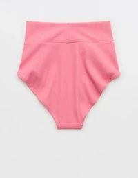 Aerie High Rise Full Coverage Crossover Ribbed Bikini Bottom