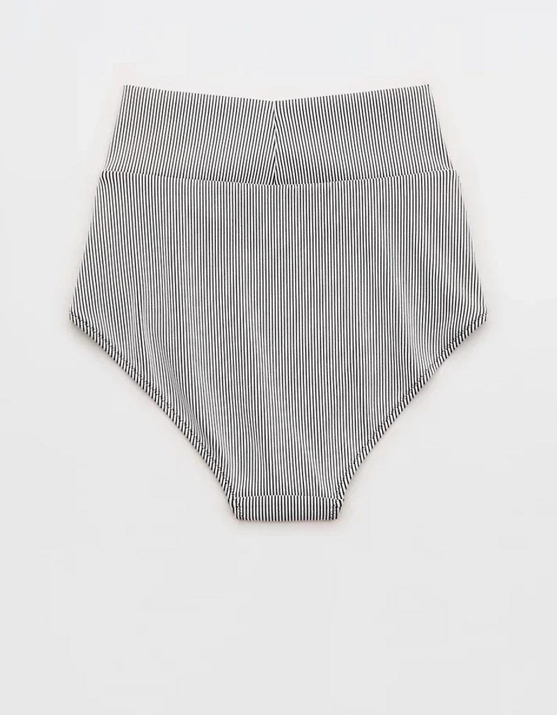 Aerie Ribbed High Waisted Full Coverage Crossover Bikini Bottom
