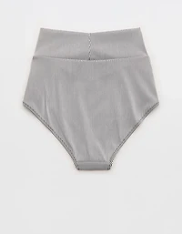 Aerie Ribbed High Waisted Full Coverage Crossover Bikini Bottom