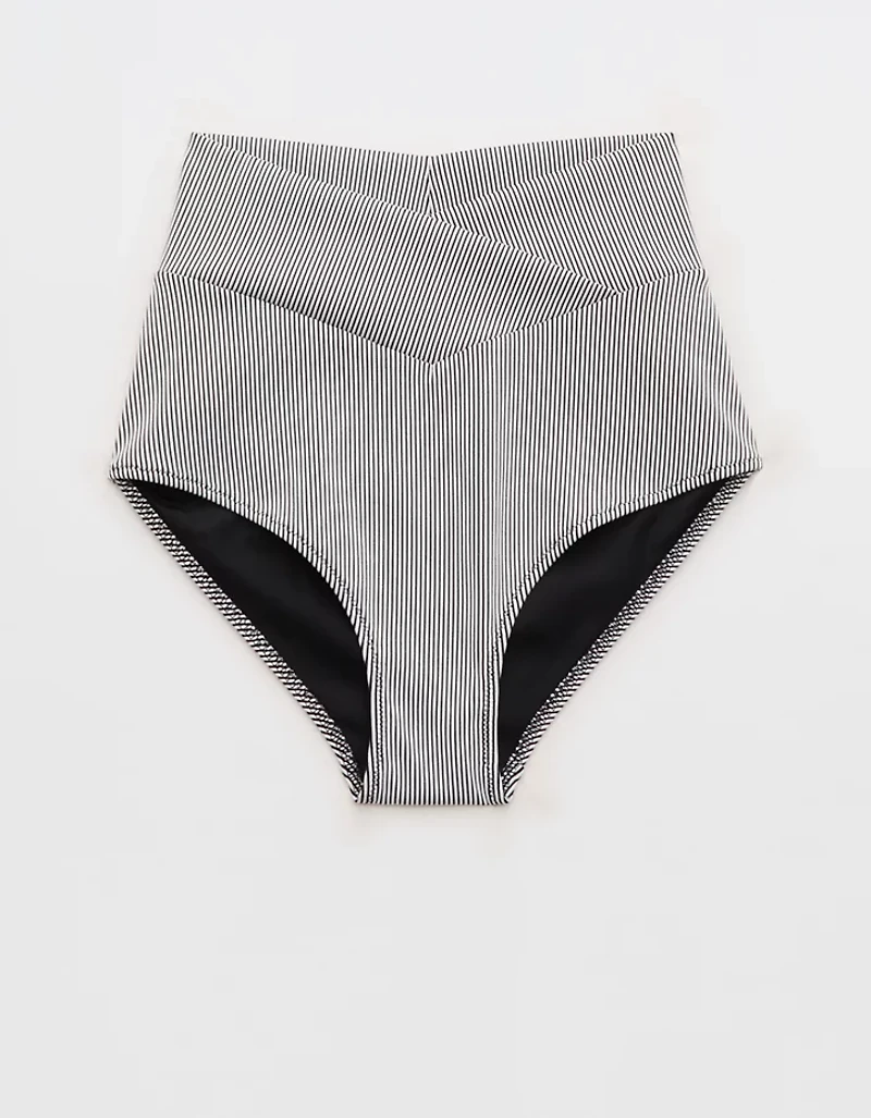 Aerie Ribbed High Waisted Full Coverage Crossover Bikini Bottom
