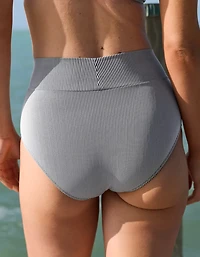Aerie Ribbed High Waisted Full Coverage Crossover Bikini Bottom