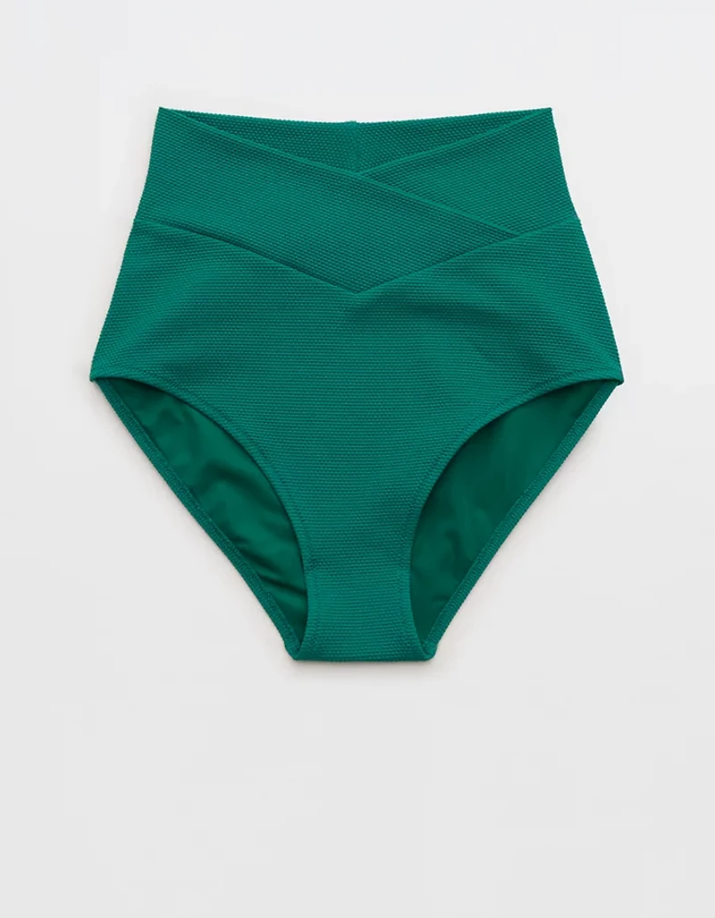 Aerie Pique High Waisted Full Coverage Bikini Bottom