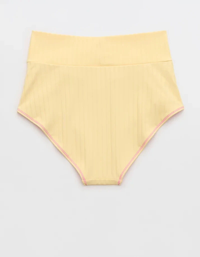 Aerie Ribbed High Waisted Full Coverage Bikini Bottom