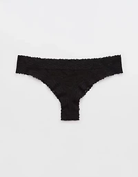 Show Off Vintage Lace Trim Thong Underwear