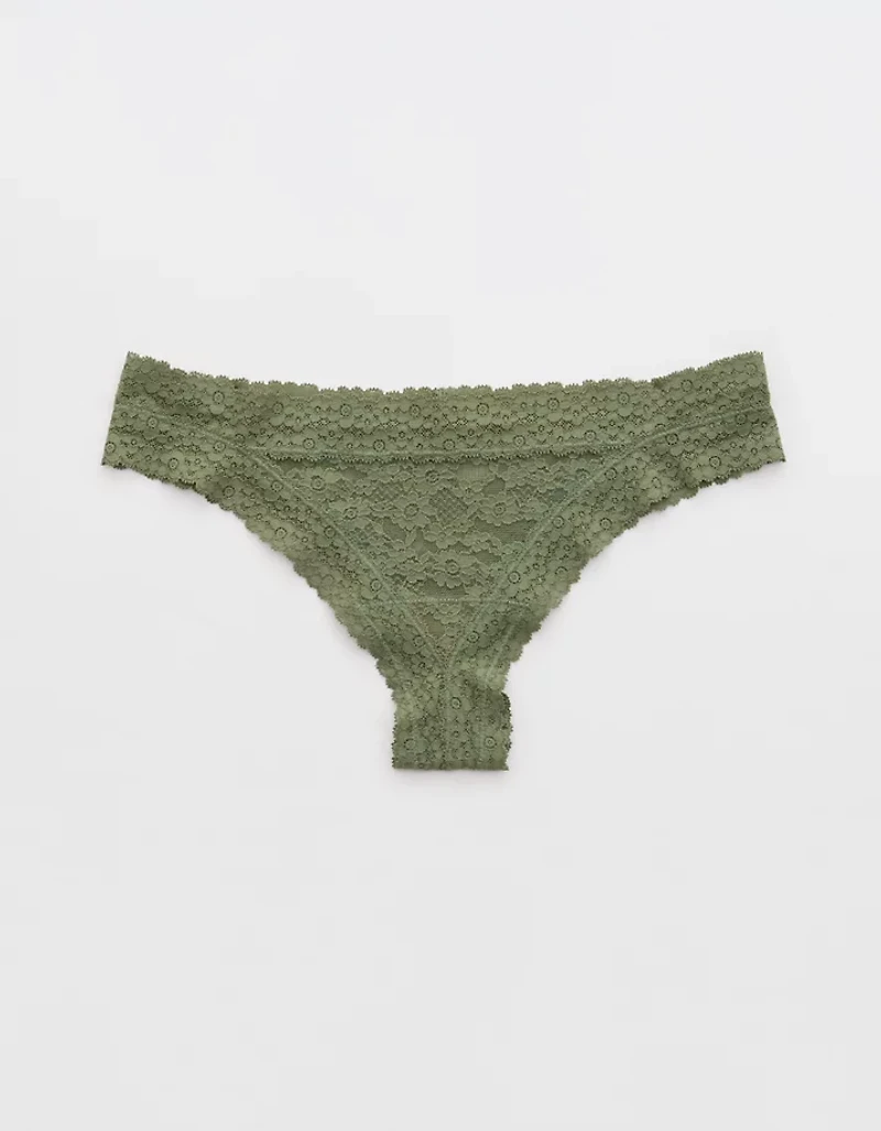 Show Off Vintage Lace Trim Thong Underwear