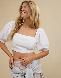 Aerie Puff Sleeve Square Neck Top