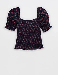 Aerie Puff Sleeve Smocked Top